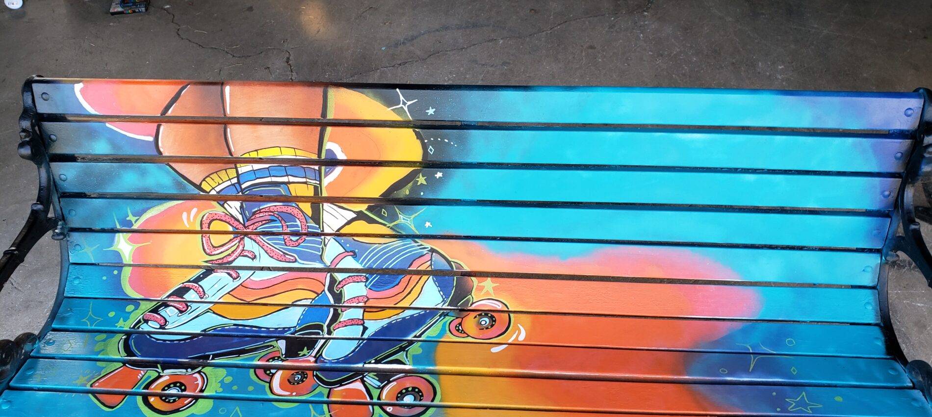 Roller Skates Tillsonburg Bench Mural
