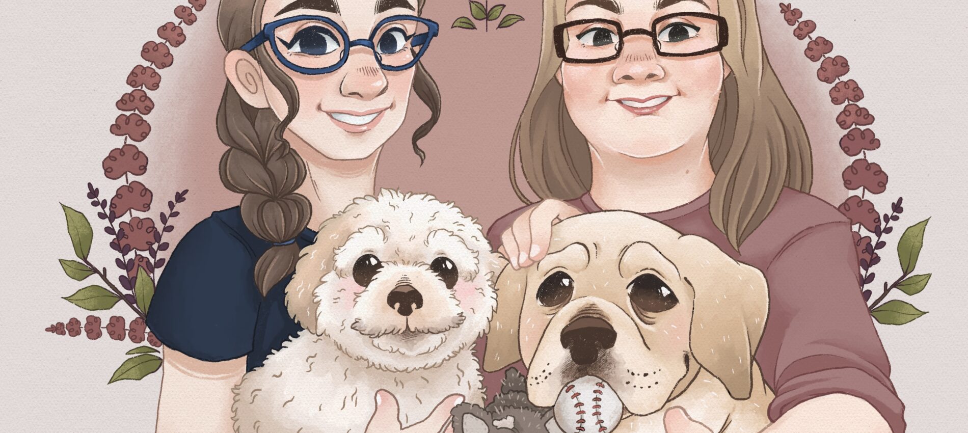 Two friends and their Dogs – Portrait