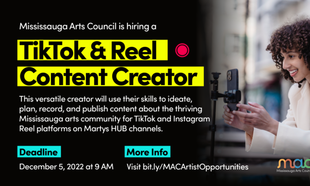 Mississauga Arts Council is HIRING a TikTok & Reel Content Creator