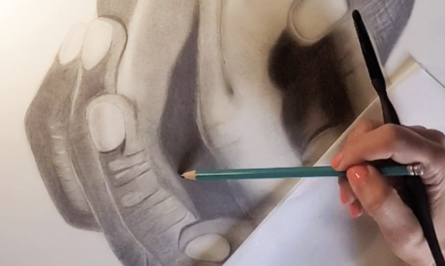 Watch visual artist Lourdes Lapetra draw her piece, “Hold my Hand”