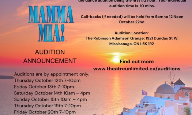 Submit an audition for Theatre Unlimited’s production of MAMMA MIA!