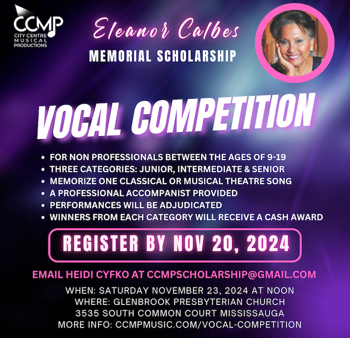 Call for Youth Vocalists – Eleanor Calbes Memorial Scholarship Vocal Competition