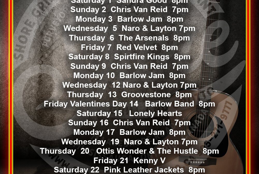 Live Music at Shore Grill and Grotto – February 2025